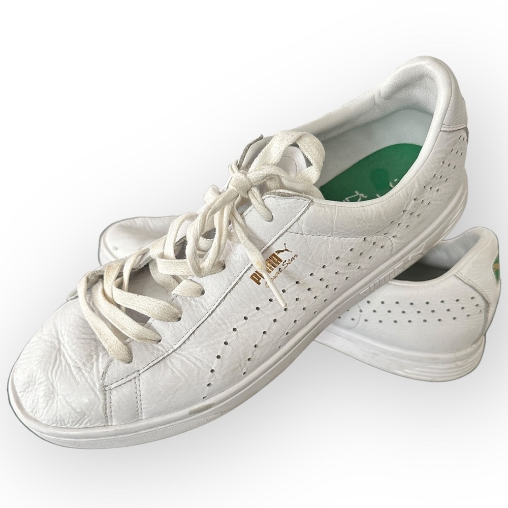 Men’s Puma “Court Star” Tennis Shoes - Size 13 - White Genuine Leather - Picture 2 of 10